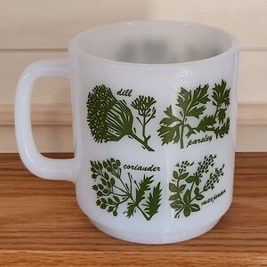 Glasbake Herbs Mug Vintage Glasbake Herb Mug Botanical Herbal Coffee Mug VTG